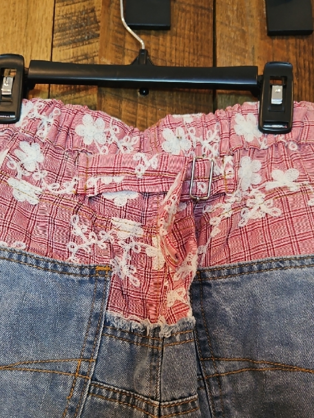 334 POL Two-Tone Denim Jeans with Pink Floral Waistband - Picture 10 of 13